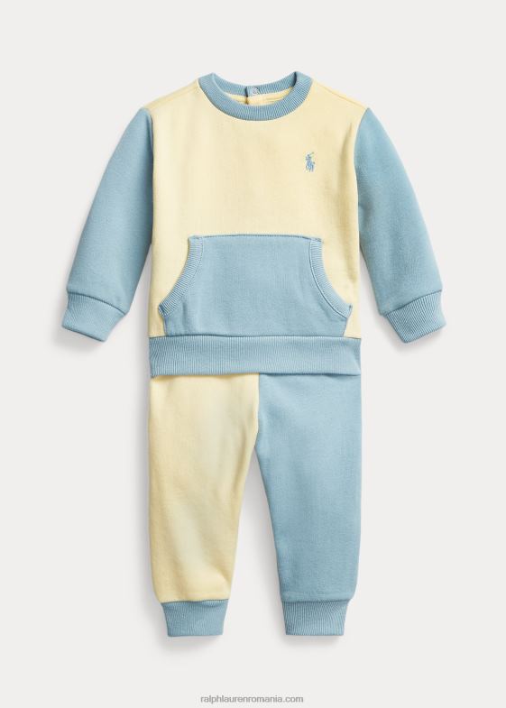 t-bird galben multi bebelus Ralph Lauren set de hanorac și pantaloni fleece 046887783