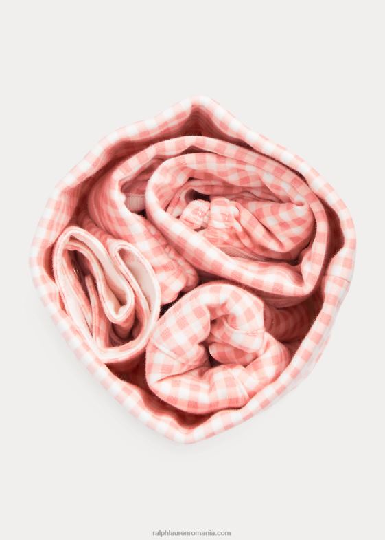 vichy roz bebelus Ralph Lauren set cadou din bumbac interlock 4 piese 046887820