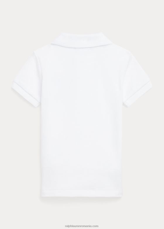 alb bebelus Ralph Lauren cămașă polo din plasă de bumbac ursuleț polo 046888280