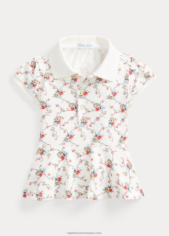 martha floral bebelus Ralph Lauren tricou polo peplum din plasă elastică florală 046888284