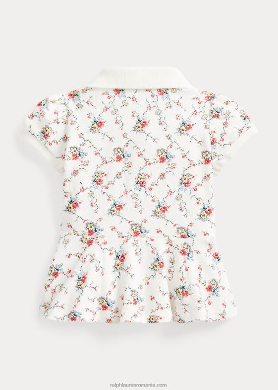 martha floral bebelus Ralph Lauren tricou polo peplum din plasă elastică florală 046888284