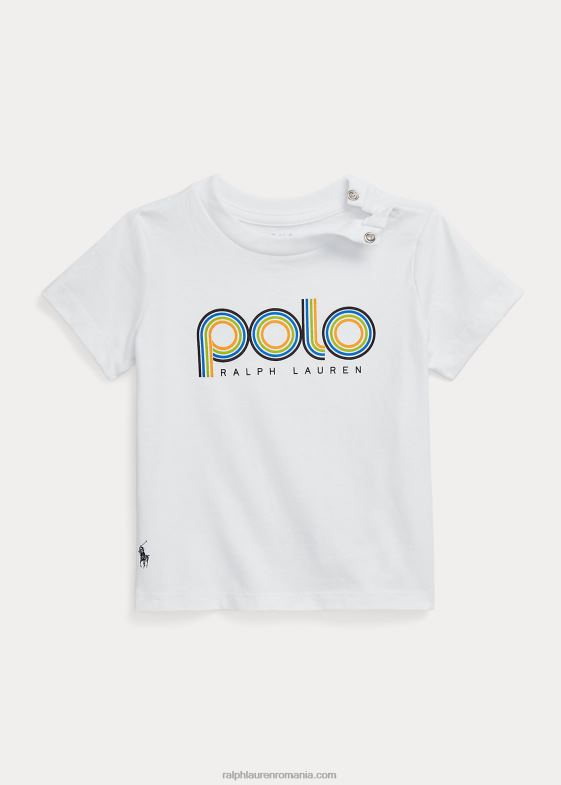 alb bebelus Ralph Lauren tricou din jerseu de bumbac cu logo 046887881