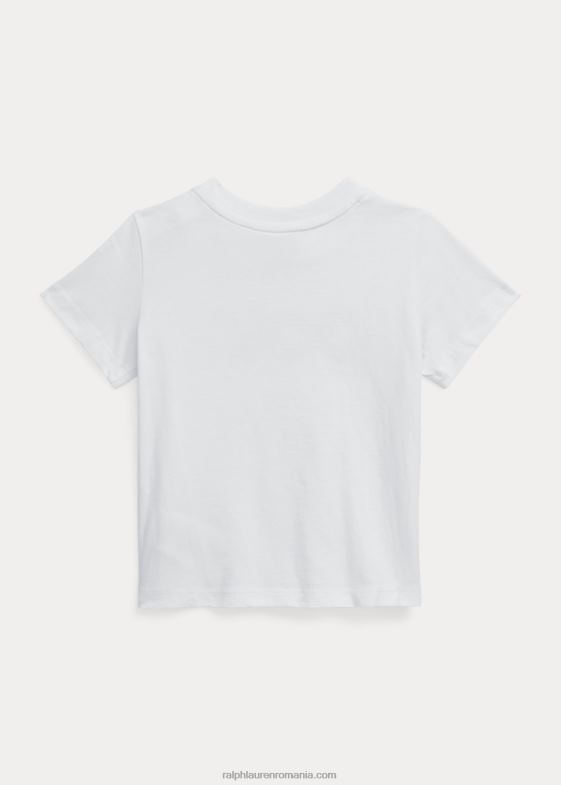 alb bebelus Ralph Lauren tricou din jerseu de bumbac cu logo 046887881