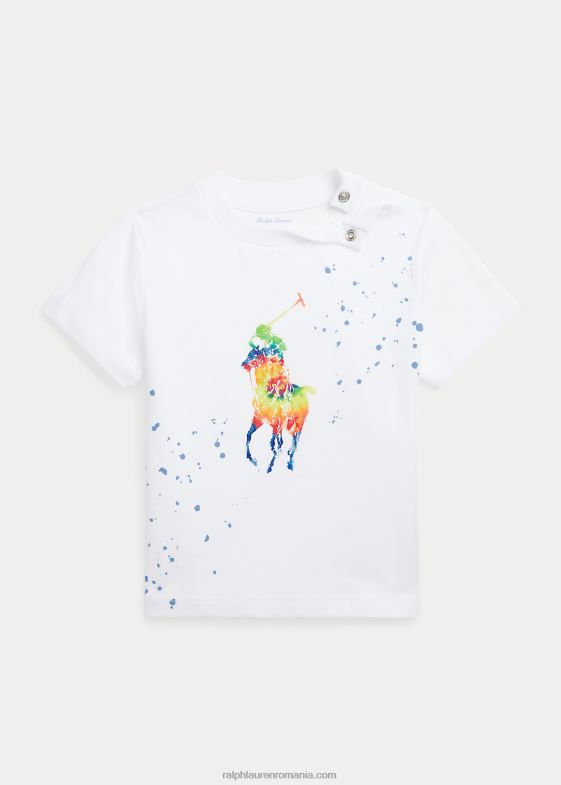 alb bebelus Ralph Lauren tricou din jerseu de bumbac cu tie-dye mare ponei 046888260