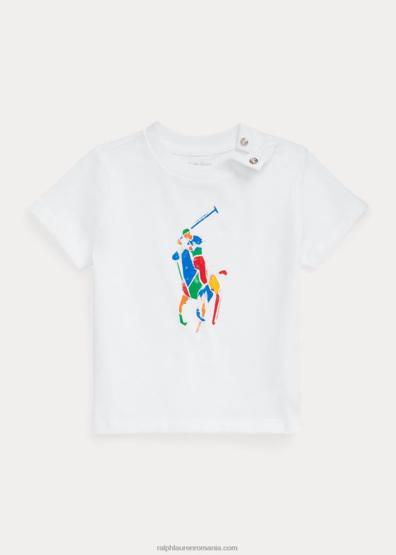 alb bebelus Ralph Lauren tricou mare din jerseu de bumbac 046888259