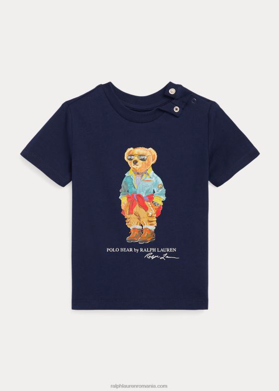 croazieră navy voyager urs bebelus Ralph Lauren tricou din jerseu de bumbac urs polo 046888248