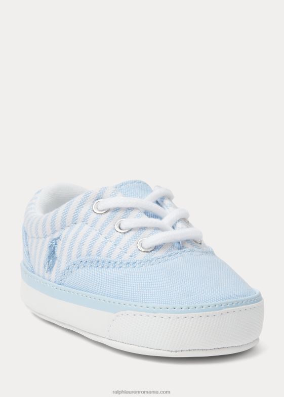albastru deschis bebelus Ralph Lauren adidași din pânză cu dungi keaton 046888120