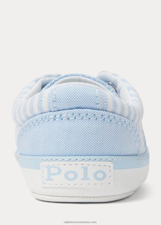 albastru deschis bebelus Ralph Lauren adidași din pânză cu dungi keaton 046888120