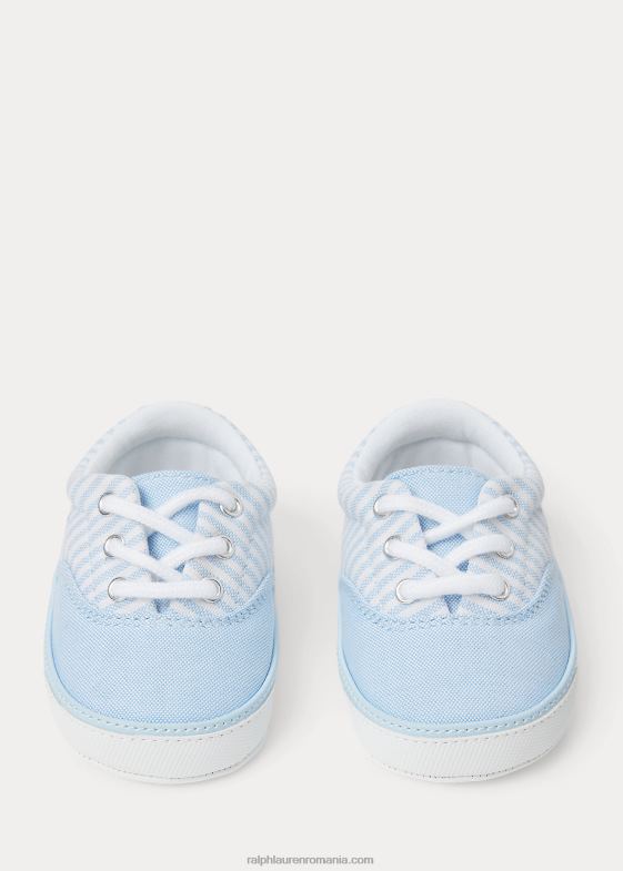 albastru deschis bebelus Ralph Lauren adidași din pânză cu dungi keaton 046888120