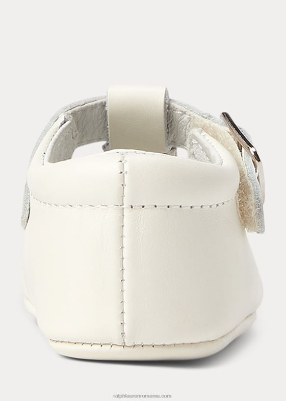 crema de pergament bebelus Ralph Lauren curea în T din piele laurien ez mary jane 046888130