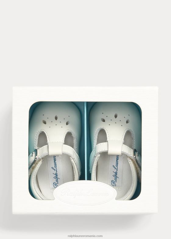 crema de pergament bebelus Ralph Lauren curea în T din piele laurien ez mary jane 046888130