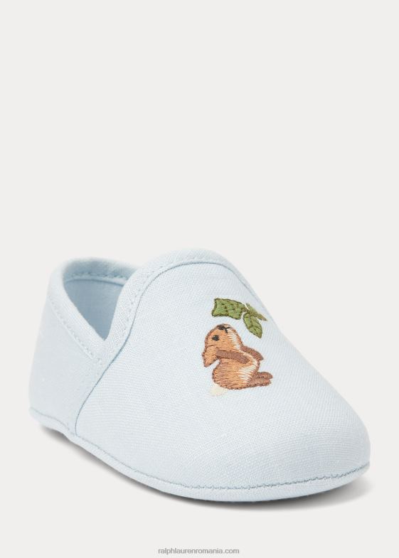 albastru bebelus Ralph Lauren papuc din bumbac iepuraș cenușă 046888129