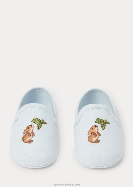 albastru bebelus Ralph Lauren papuc din bumbac iepuraș cenușă 046888129