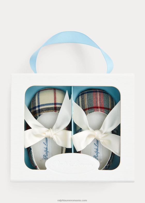 bebelus Ralph Lauren papuc Mary Jane din bumbac în carouri briley 046888346