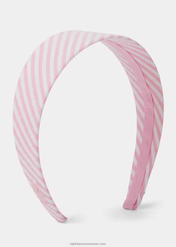 alb/roz carmel copii Ralph Lauren bentita din bumbac cu dungi 046887171