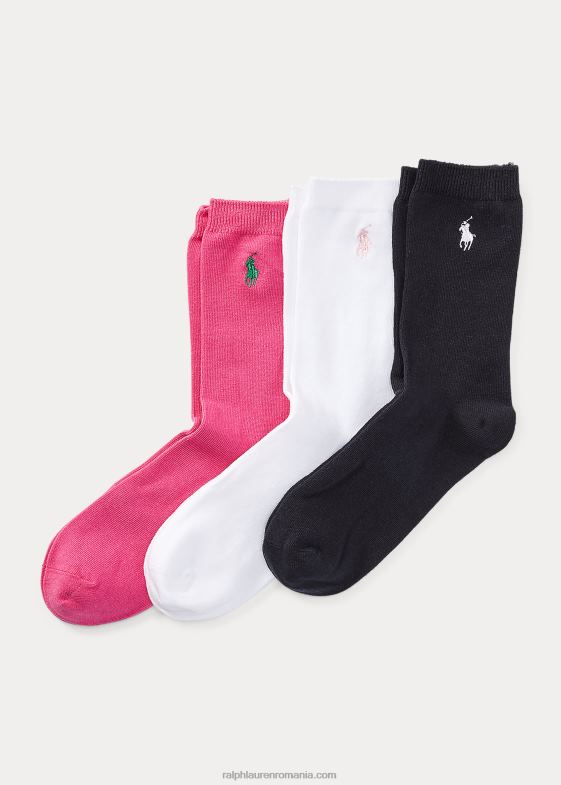 multi copii Ralph Lauren șosete echipaj din tricot plat, pachet de 3 046887255