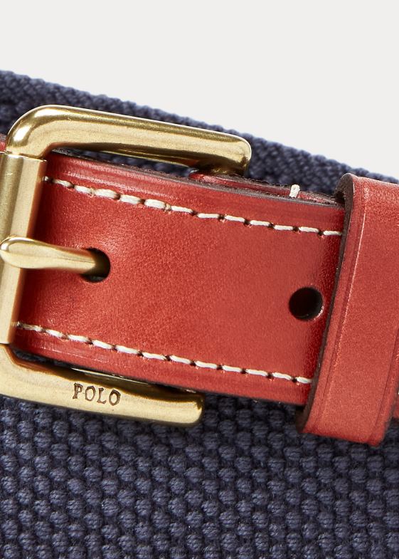 marina copii Ralph Lauren curea din bumbac cu garnitură din piele 046886243