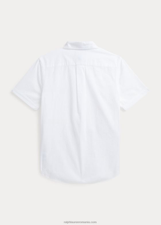 alb copii Ralph Lauren cămașă cu mânecă scurtă din bumbac seersucker 046886588