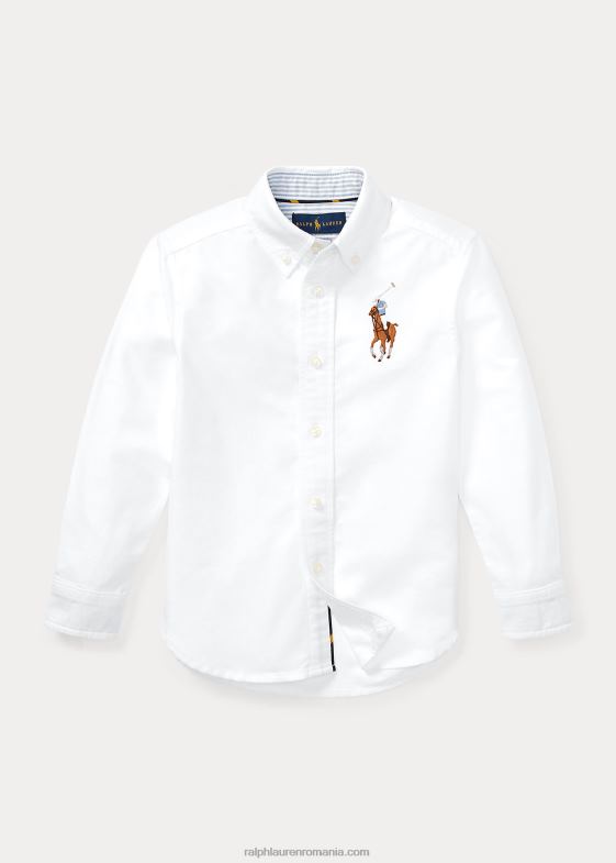 alb copii Ralph Lauren cămașă oxford din bumbac mare ponei 046885938