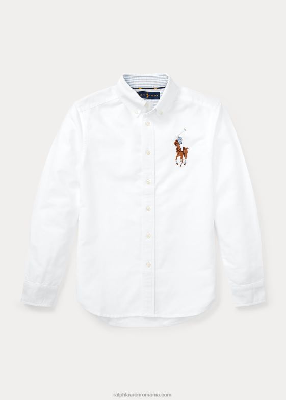 alb copii Ralph Lauren cămașă oxford din bumbac mare ponei 046886306