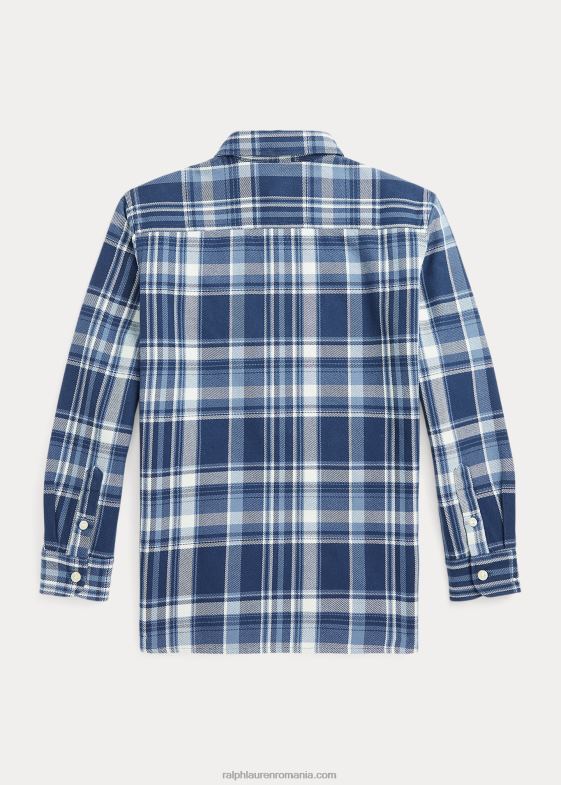 albastru/crem multi copii Ralph Lauren cămașă pulover din twill de bumbac în carouri 046887606
