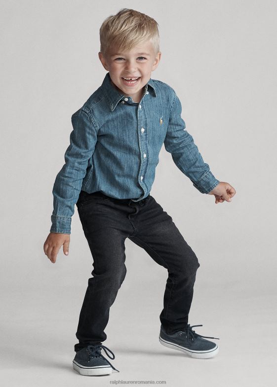 albastru inchis copii Ralph Lauren cămașă din denim de bumbac 046885708