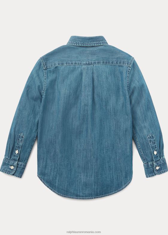 albastru inchis copii Ralph Lauren cămașă din denim de bumbac 046885708