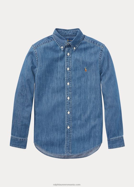albastru inchis copii Ralph Lauren cămașă din denim de bumbac 046886059