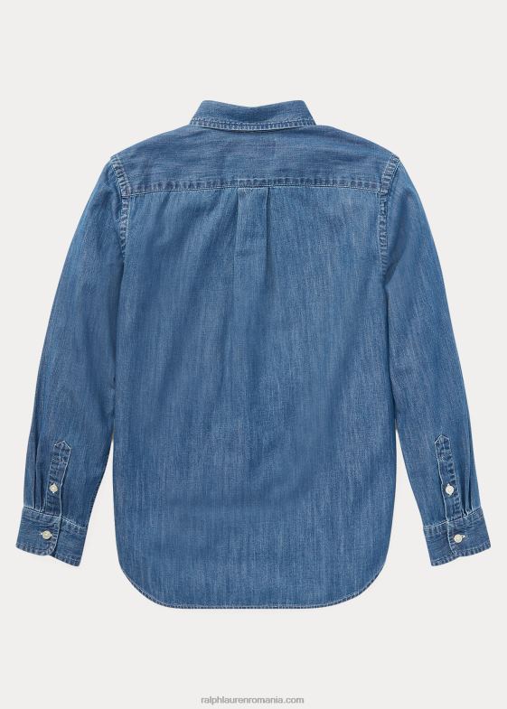 albastru inchis copii Ralph Lauren cămașă din denim de bumbac 046886059