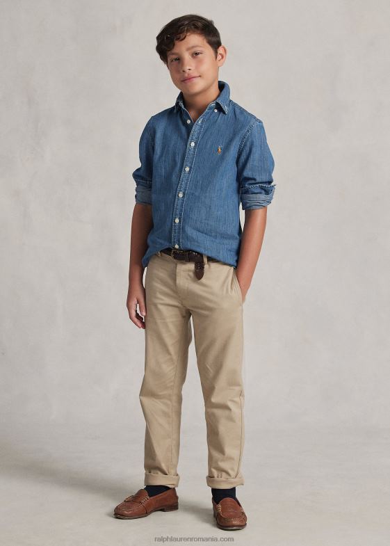 albastru inchis copii Ralph Lauren cămașă din denim de bumbac 046886059