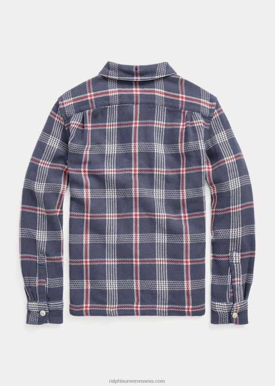 bleumarin/alb aproape multi copii Ralph Lauren cămașă Dobby Camp din bumbac în carouri Madras 046886191