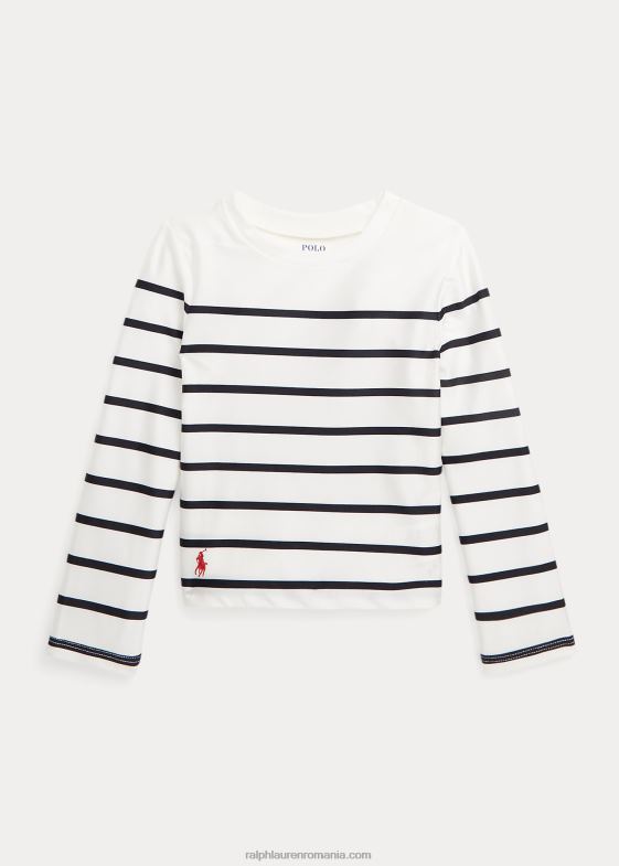 deckwash alb/marin copii Ralph Lauren apărător de erupție elastic în dungi 046887339
