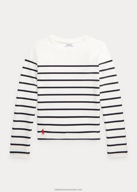 deckwash alb/marin copii Ralph Lauren apărător de erupție elastic în dungi 046887340