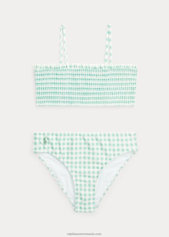 mentă decolorată copii Ralph Lauren Costum de baie din două piese cu volane vichy 046887333