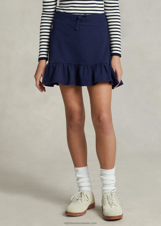 bleumarin rafinat/nunt de roz copii Ralph Lauren fustă șort din plasă elastică cu volane 046886970