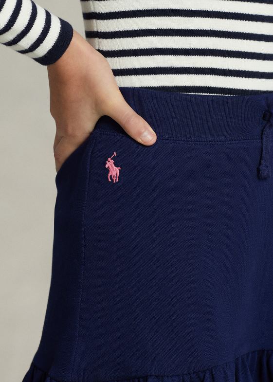 bleumarin rafinat/nunt de roz copii Ralph Lauren fustă șort din plasă elastică cu volane 046886970