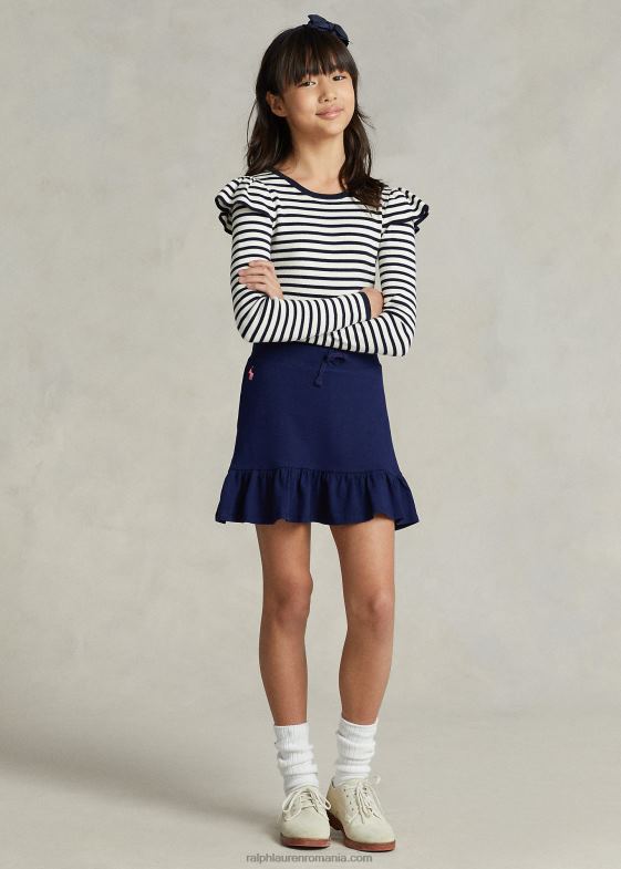 bleumarin rafinat/nunt de roz copii Ralph Lauren fustă șort din plasă elastică cu volane 046886970