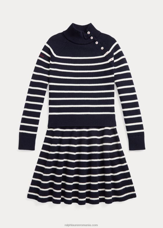 rl navy/clubhouse cream copii Ralph Lauren Set de fuste și pulover din bumbac în dungi 046887615