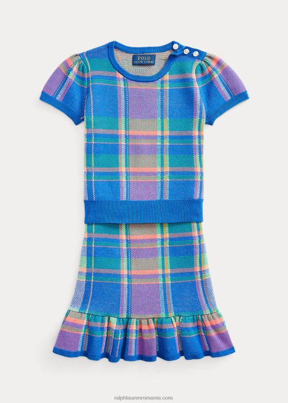 stea de safir copii Ralph Lauren Set de fuste și pulover din bumbac în carouri 046887380