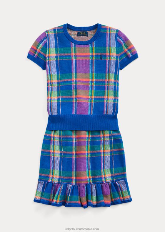 stea de safir copii Ralph Lauren Set de fuste și pulover din bumbac în carouri 046887531