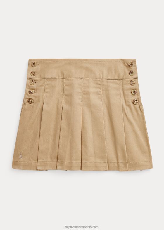 vintage kaki copii Ralph Lauren fustă plisată din twill de bumbac 046887362