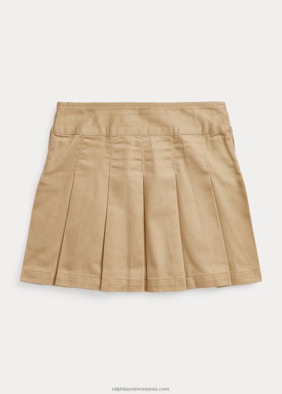 vintage kaki copii Ralph Lauren fustă plisată din twill de bumbac 046887362