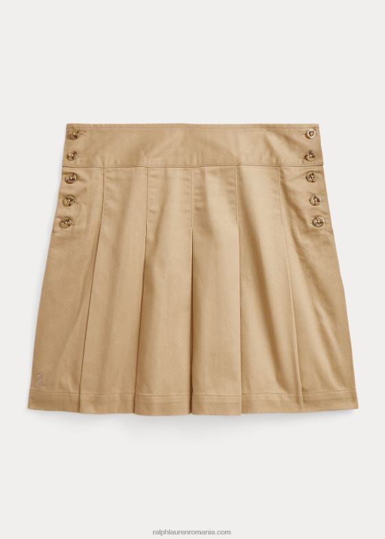 vintage kaki copii Ralph Lauren fustă plisată din twill de bumbac 046887515