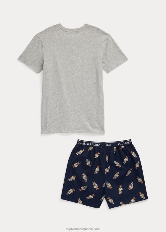 croazieră navy/hether copii Ralph Lauren Set de dormit boxer și tricou polo ursuleț 046886398