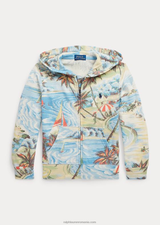 bazar de plajă hawaian copii Ralph Lauren hanorac spa terry cu imprimeu tropical cu fermoar complet 046885756
