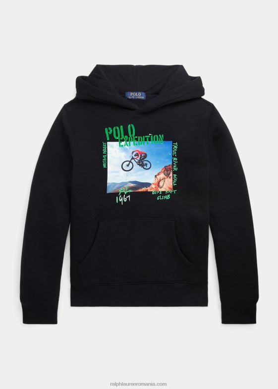negru copii Ralph Lauren hanorac grafic fleece 046889921