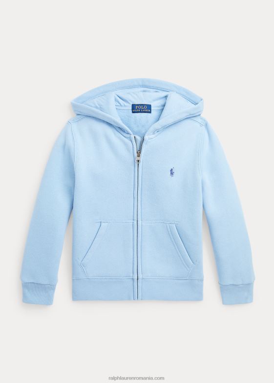 pudra albastra copii Ralph Lauren hanorac cu fermoar complet din lână cu logo mare 046885748