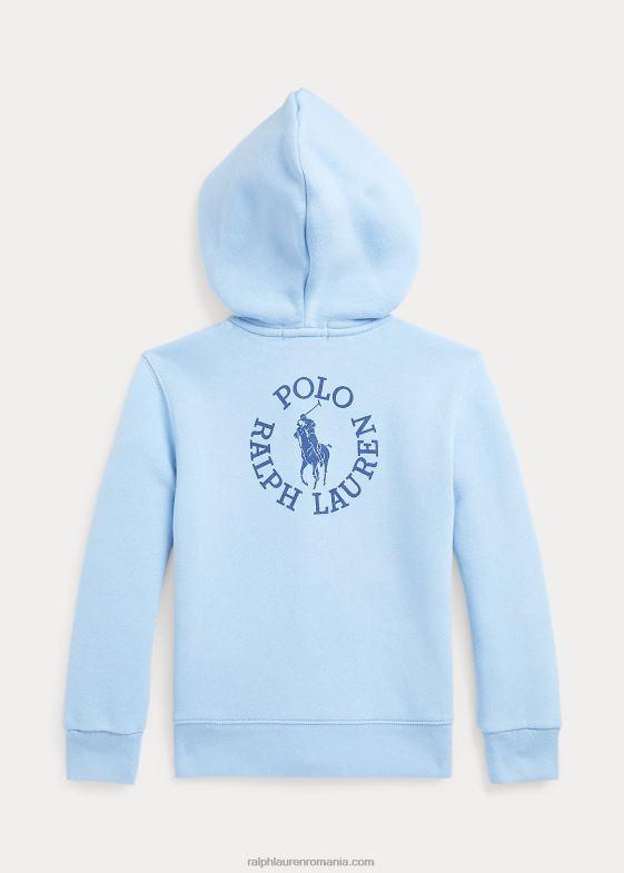 pudra albastra copii Ralph Lauren hanorac cu fermoar complet din lână cu logo mare 046885748