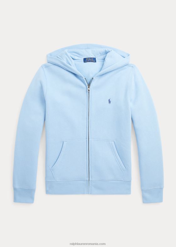 pudra albastra copii Ralph Lauren hanorac cu fermoar complet din lână cu logo mare 046886107
