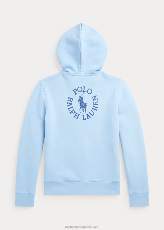 pudra albastra copii Ralph Lauren hanorac cu fermoar complet din lână cu logo mare 046886107